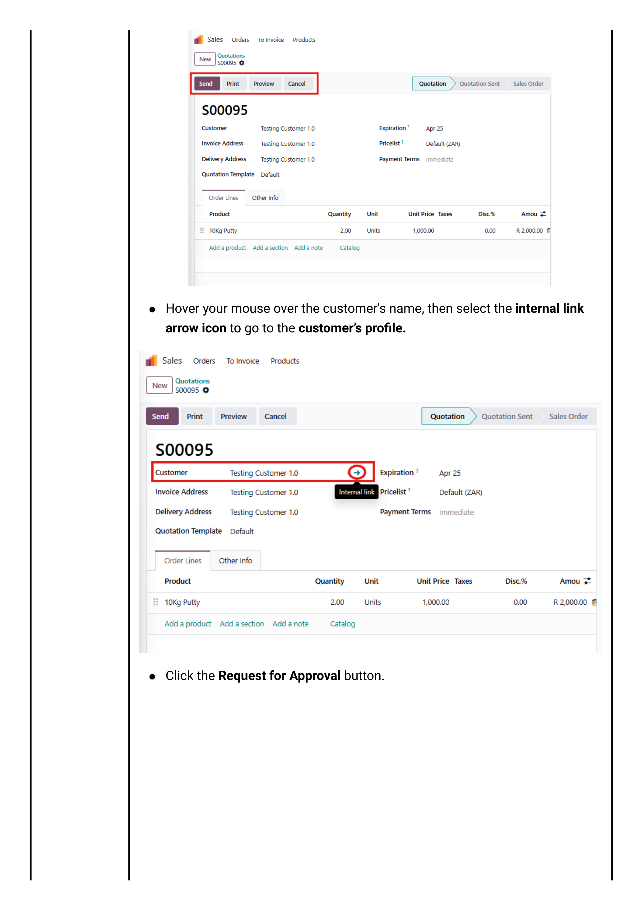 Sprint 1 — requesting customer approval