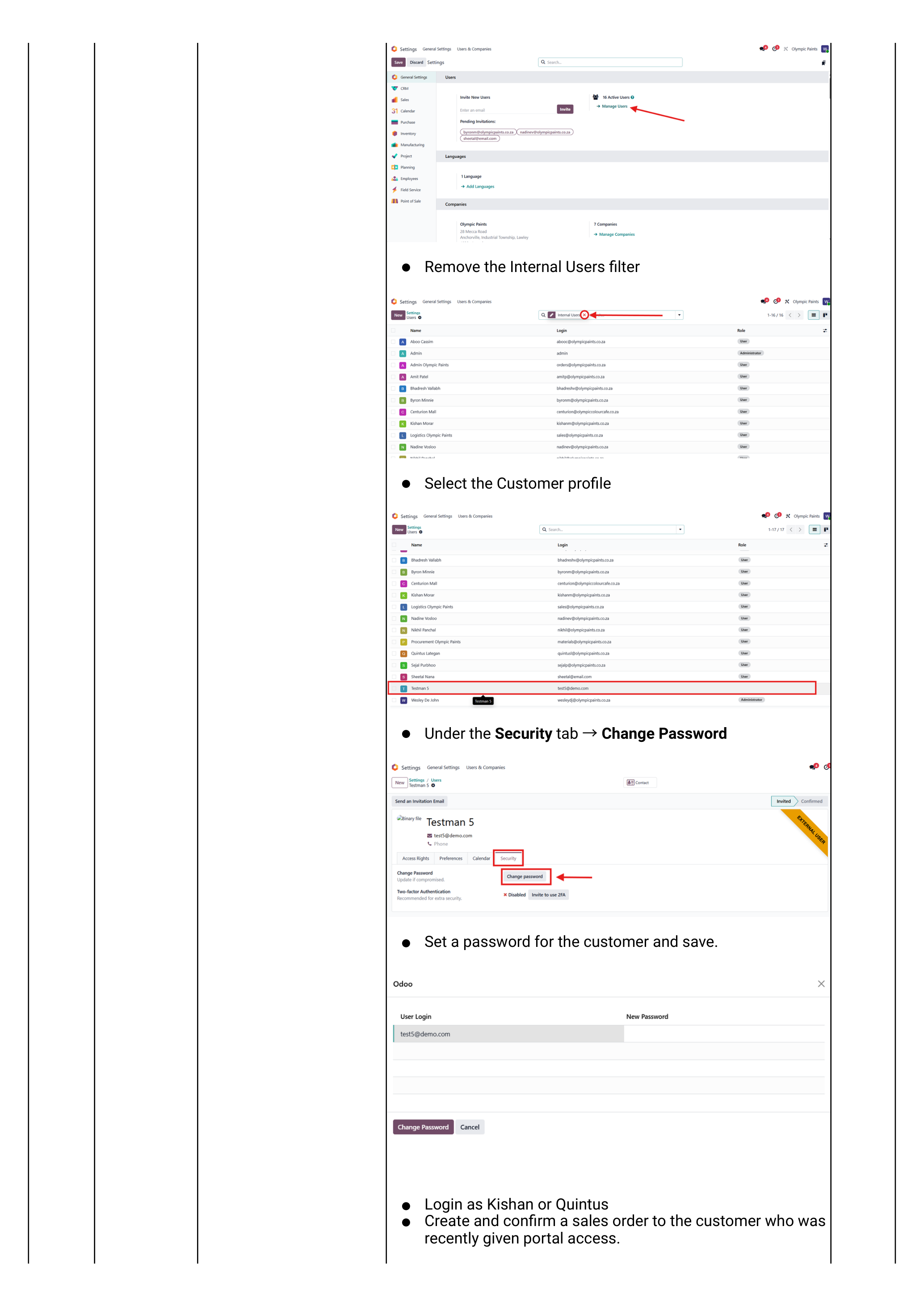 Sprint 2 — granting portal access to a customer