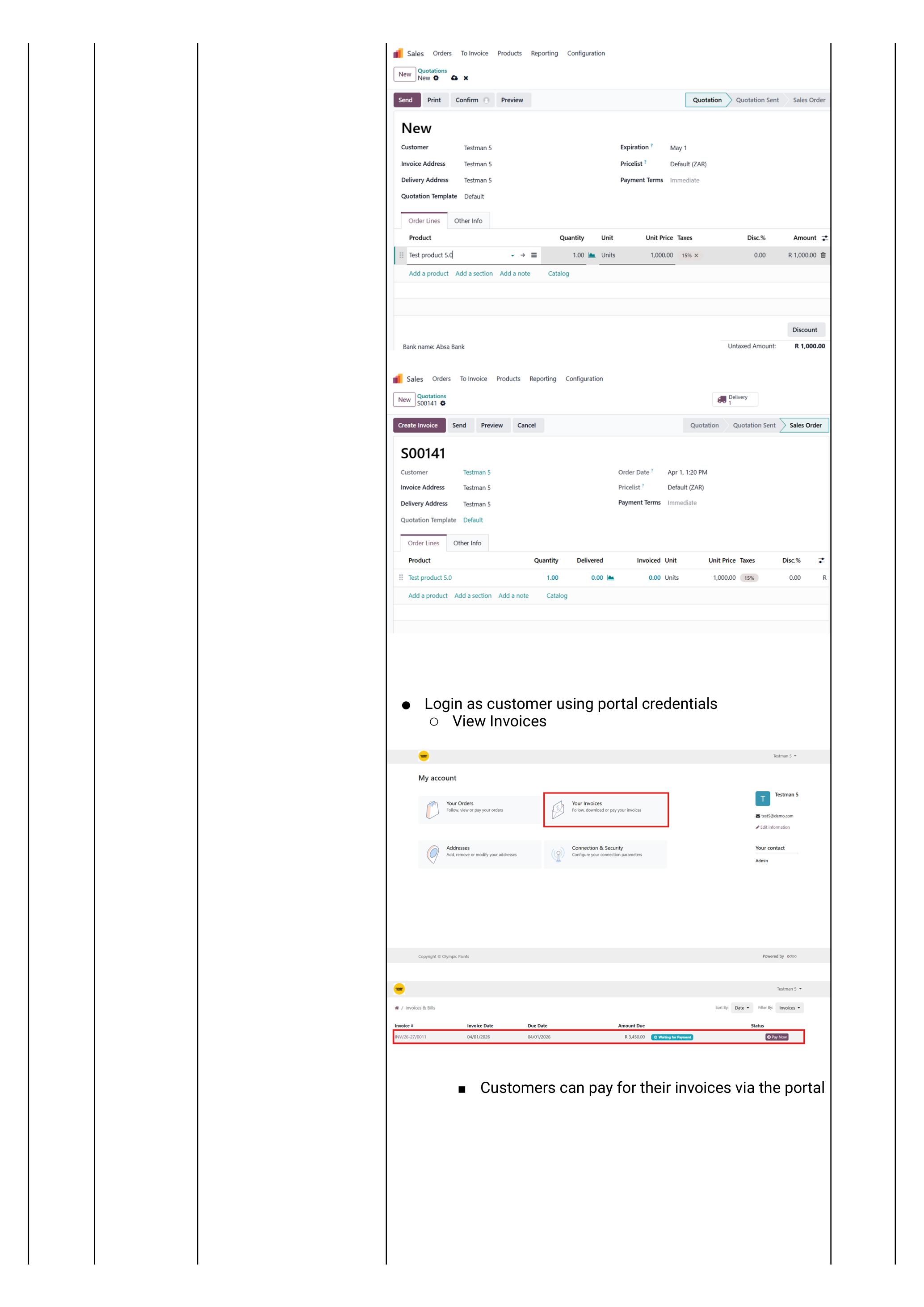 Sprint 2 — customer viewing invoices via portal