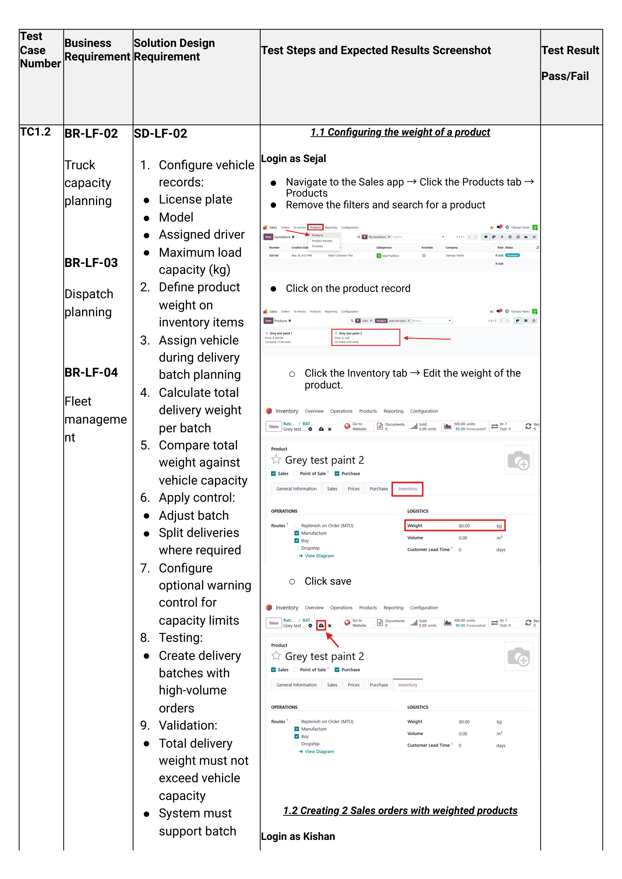 Sprint 5 — editing product weight on the Inventory tab