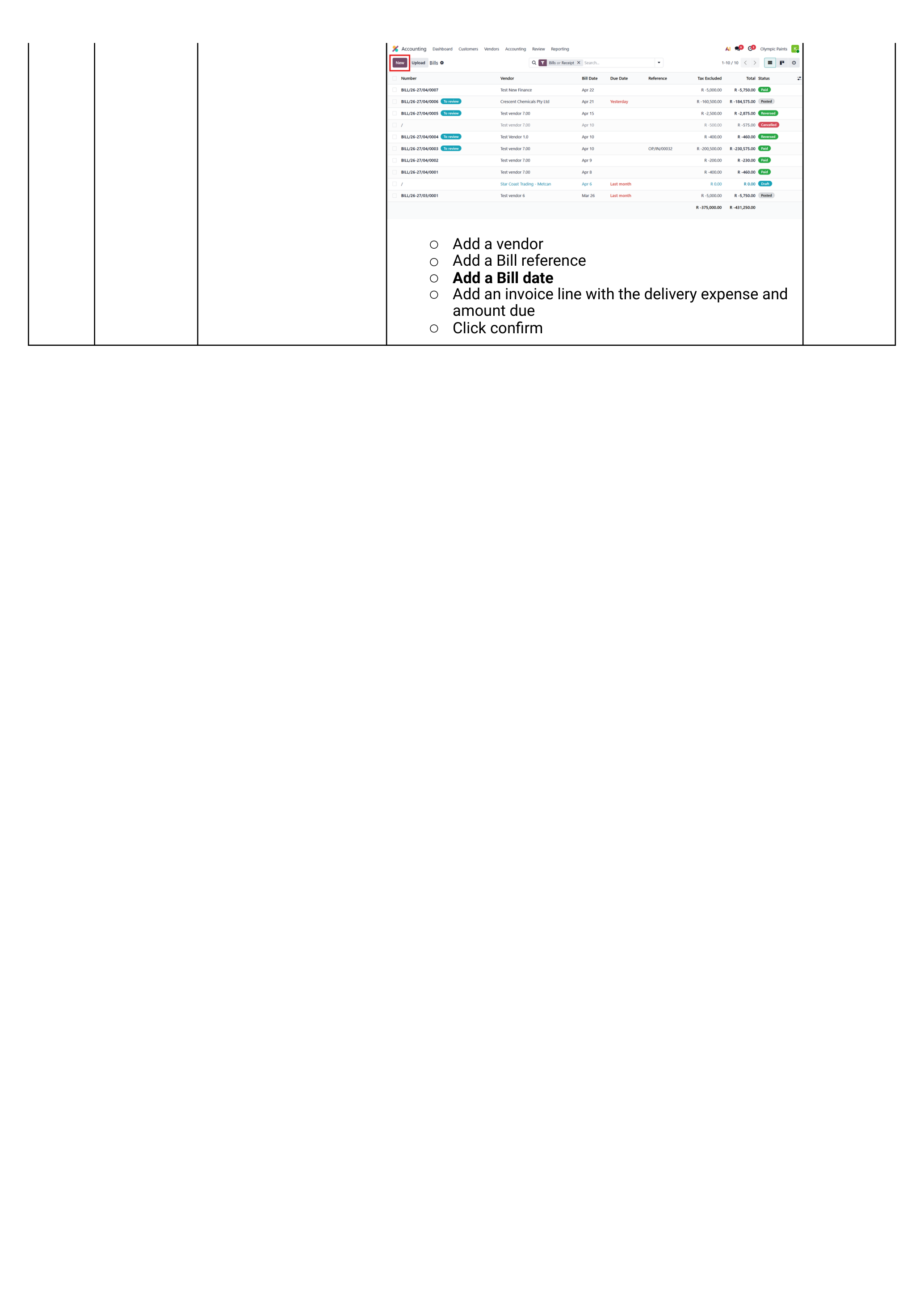 Sprint 5 — vendor bill for courier